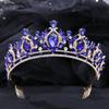 DIEZI Baroque Sweet Blue Crystal Crown Bride Tiara For Women Wedding Elegant Princess Headpiece Hair Zircon Punk Accessories
