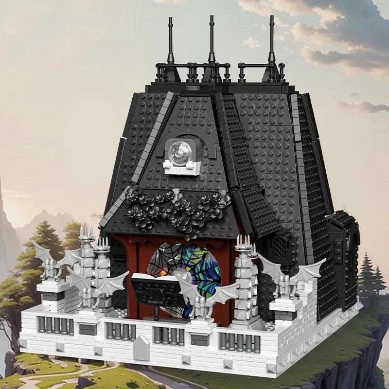 2419 PZ Mercoledì Addams Casa Blocchi da Costruzione Villa Oscurità Modello Mattoncini Decorazione Desktop Giocattoli Fai da Te Per Bambini Regali di Festa