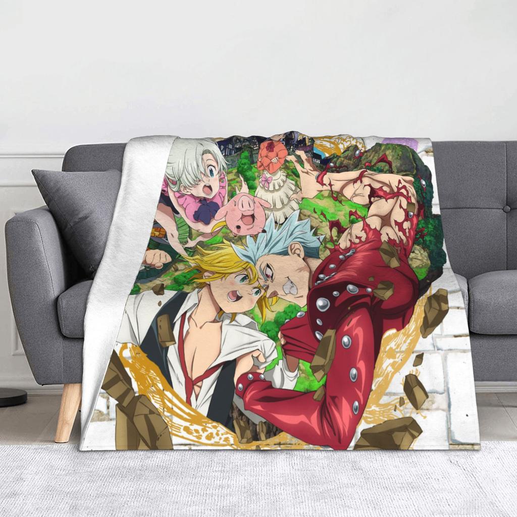Sevendeadlysinse Meliodas Knitted Blanket Fleece Nanatsu no Taizai Ultra-Soft Throw Blankets for Outdoor Travel Bedroom Quilt