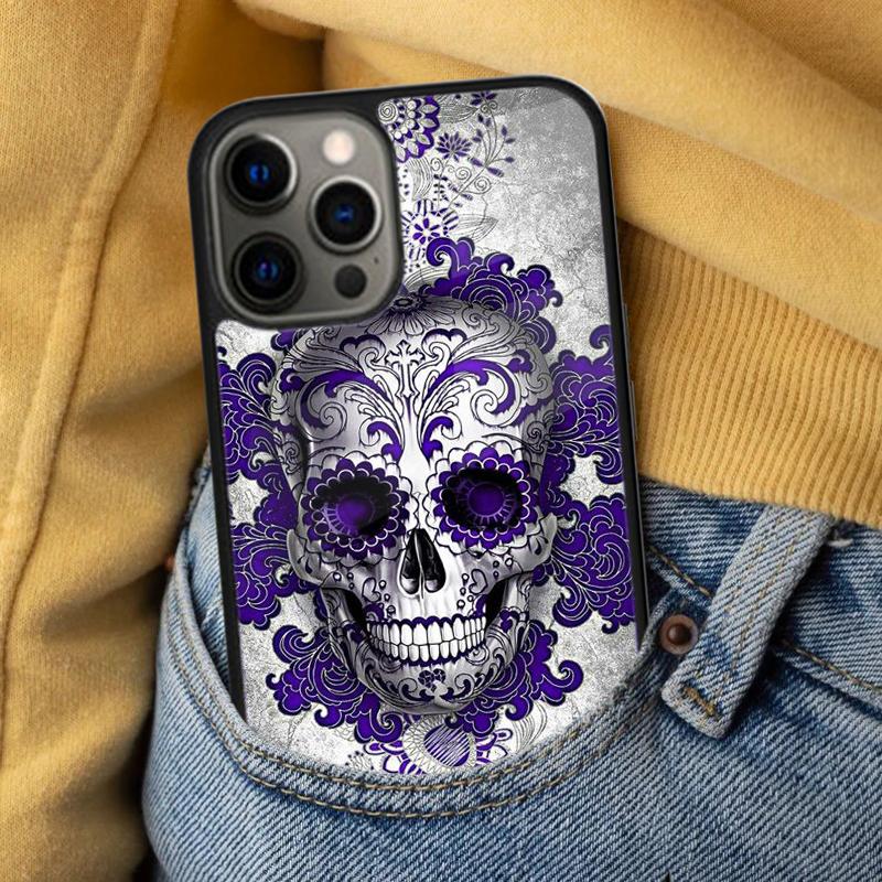 calaveras floral sugar skull Soft Phone Case for iPhone 17 Air 16e Pro max 15 Pro 13 14 Plus 11 12 MagSafe Magnetic Coque
