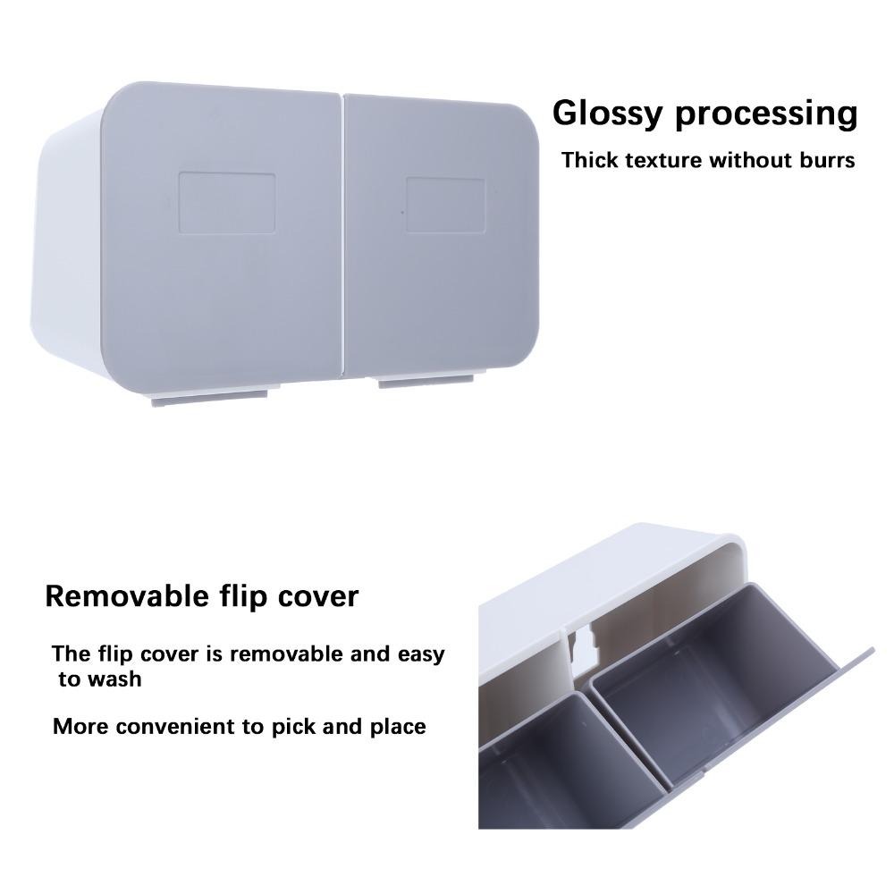 HIPS Material Makeup Box Side Flip Cover White Gray/Pink Purple Cotton Swab Holder Washable Waterproof Cotton Ball Holder Vanity