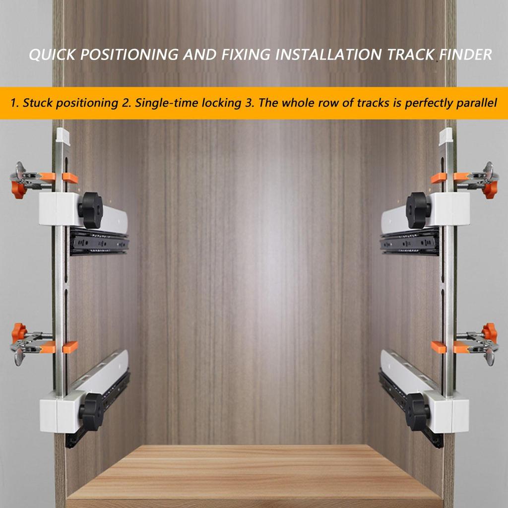 Drawer Slide Installation Jig Adjustable Cabinet Pull Jig Drill Guide with Toggle Clamp Magnetic Arm Stainless Rail Positioner