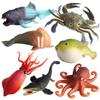 Kids' Marine Animal Model Stress Relief Toy Set: Pufferfish, Octopus, Crab, Shark, Dunkleosteus