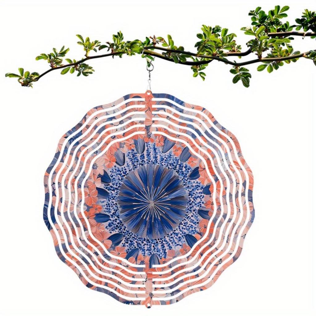 Vibrant Blue and Orange Wind Chime for Garden Decor with 360 Degree Hanging