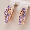 Shiny Purple Natural Zircon Dangle Earrings For Women  Rose Gold Color Vintage Ethnic Bride Wedding Jewelry Best Gift