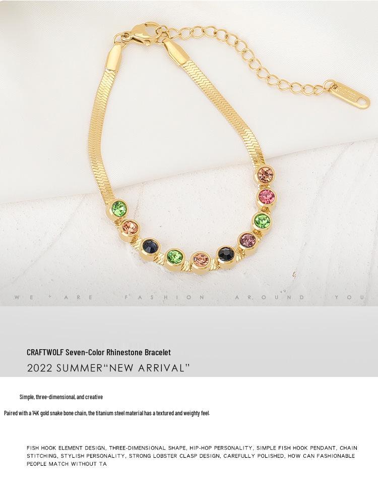 18K Gold-Colored Zircon Necklace & Bracelet Set: Stylish Clavicle Chain and Trendy Design for Women