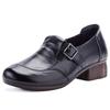 Spring and Autumn Women's Leather Shoes Single Shoes Retro Medium Heel Soft Sole Leather Shoes Versatile Leather Casual Mom Shoes