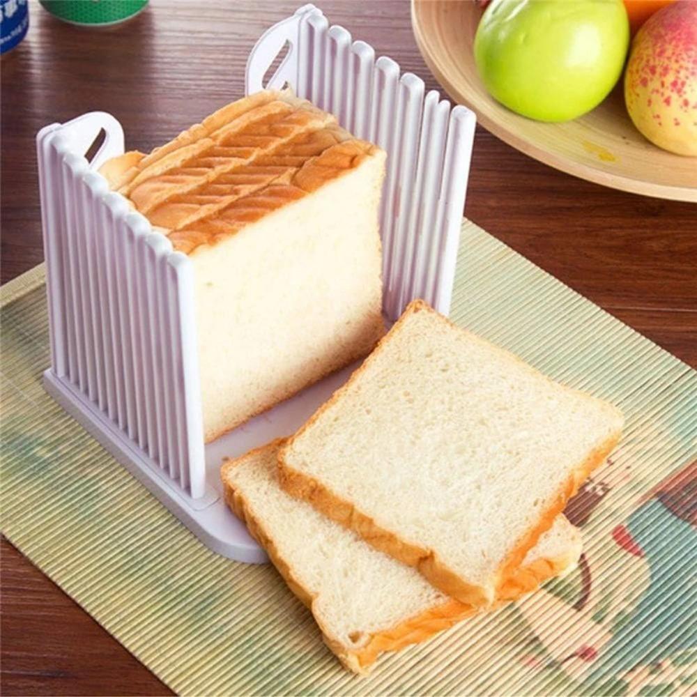 Portable Toast Bread Slicer Stand Plastic Multifunctional Sandwich Cutter Mold Foldable Loaf Cutter Rack for Homemade Bread