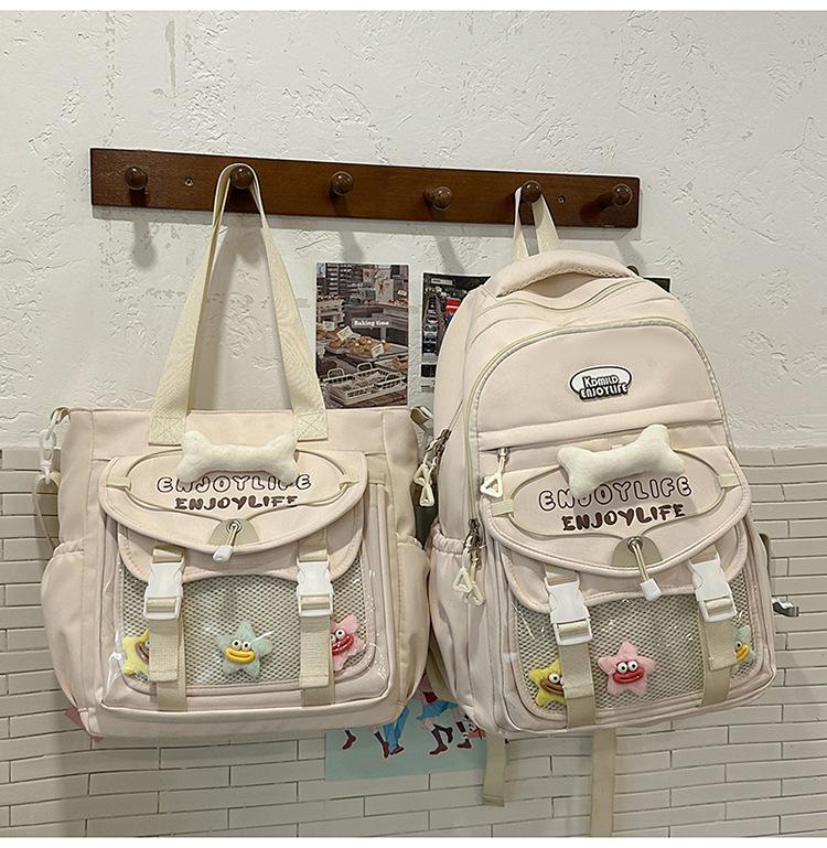 School Bag 2025 New Small Fresh High Value Simple Cute Versatile Large Capacity School Bag Casual Sweet Make-up Bag