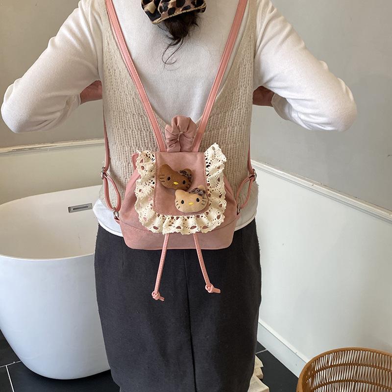 Vintage Maillard Color Backpack College Style Elementary School Students Make-Up School Bag Autumn And Winter Mini Children'S Backpack