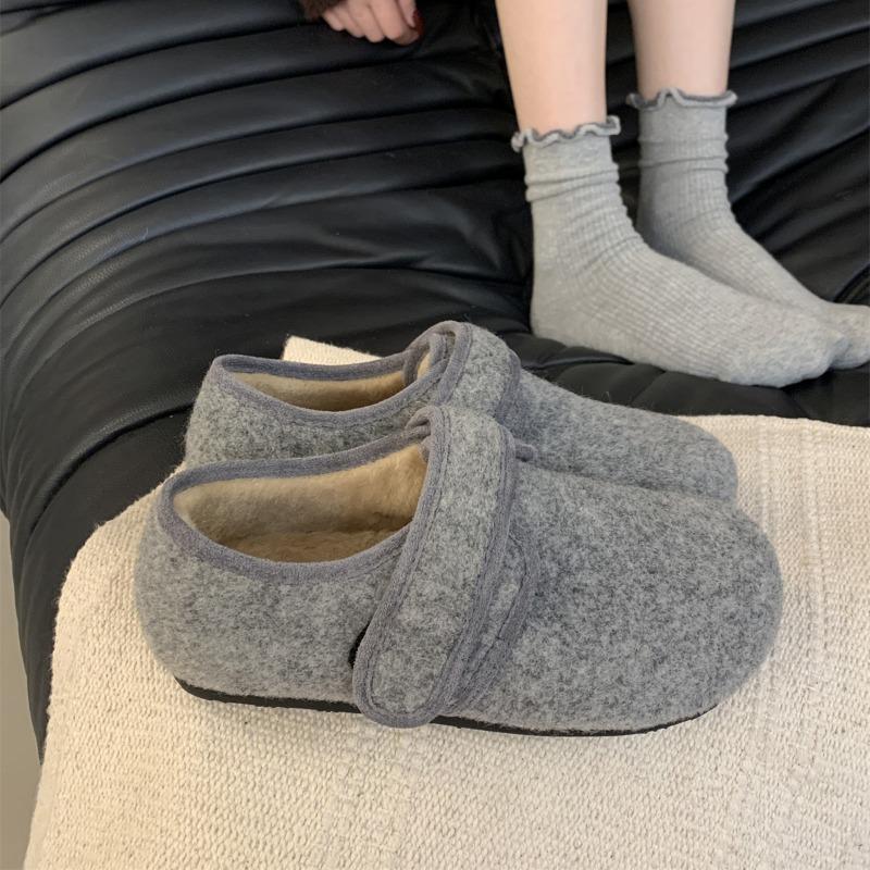 Fashion Women's Fashion Flat Shoes Winter New Round Head Deep Mouth Soft Sole Anti-slip Wear-resistant Low-top Shoes