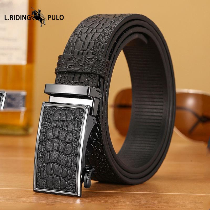 Belt Men's Business Toothless Automatic Belt Men's Crocodile Pattern Durable Leather High-end Trousers Genuine