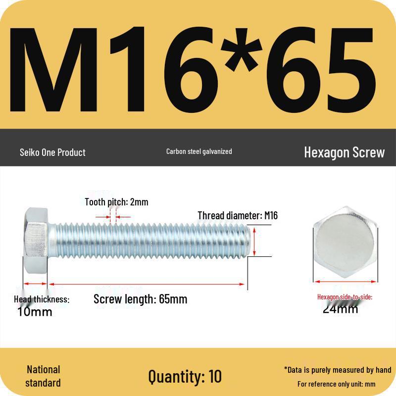 8.8 Grade Galvanized Hex Head Bolt, High-Strength M4-M30