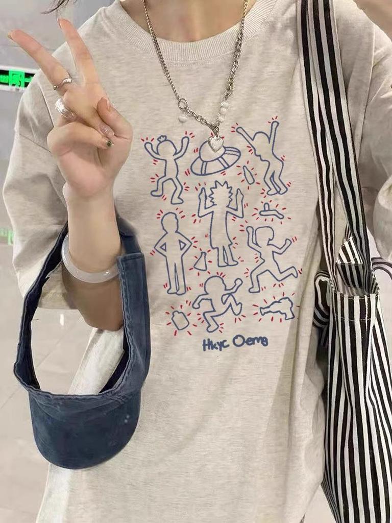 Women's Retro Hip-Hop Oversized Cotton T-Shirt - Summer Short Sleeve Niche Design