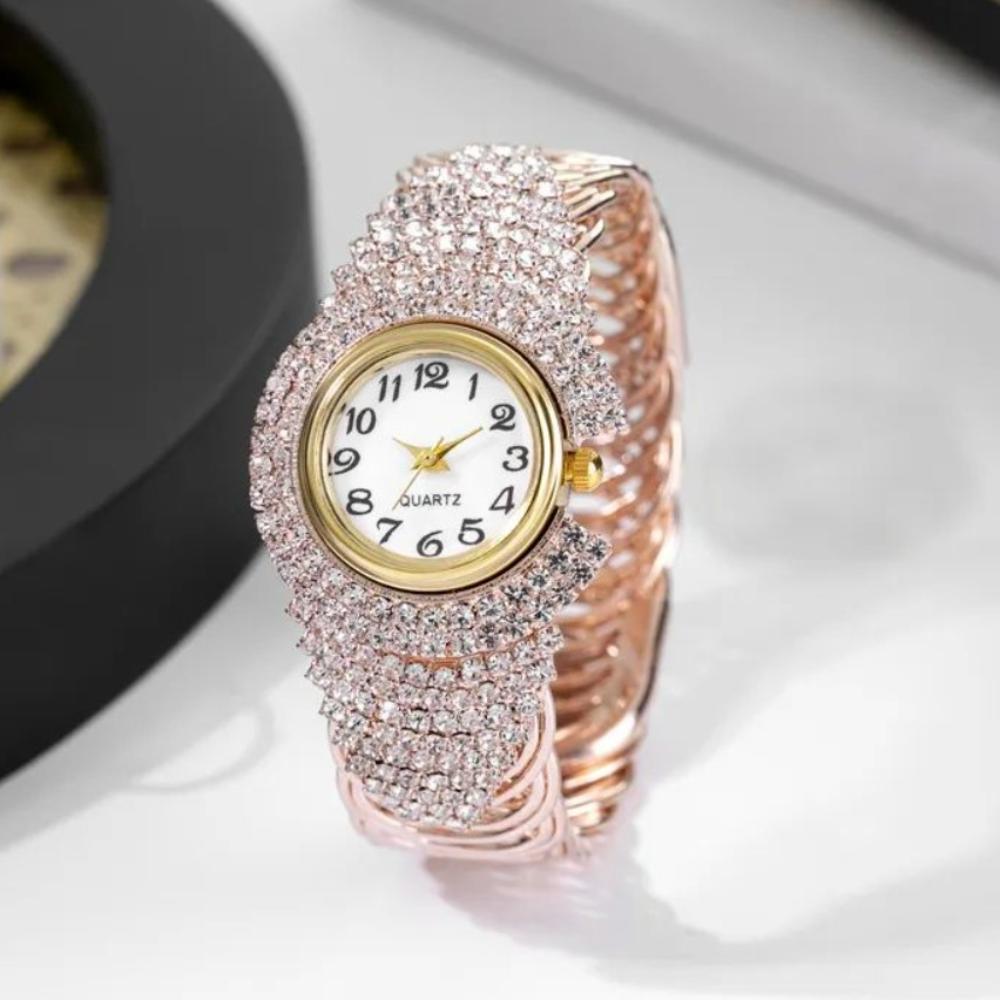 

Vintage Crystal Watches Clock Open Bangle Watches Light Luxury Quartz Zircon Wrist Watch Gifts золотий