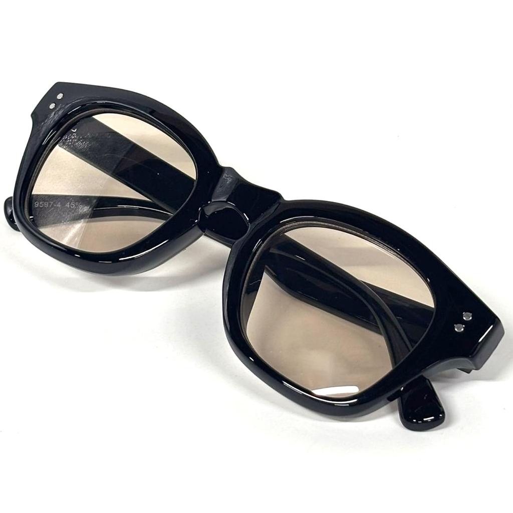 [FashionBerry] Black x Light Brown Big Frame Boston-Style Sunglasses, Fashion Glasses, Clear Lenses, UV Protection, Lightweight, Men's & Women's,