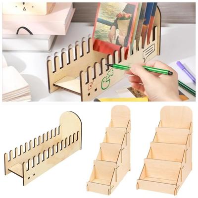 4-stufiger hölzerner Grußkarten-Präsentationsständer, abnehmbares DIY-Broschüren-Foto-Präsentationsregal, dekoratives Regal, modernes Design