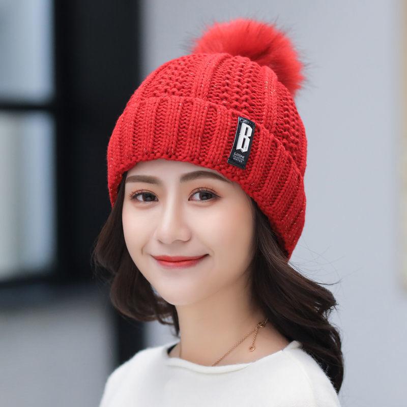 2pcs Knit Hat Scarf Set Thick Plush Windproof Cozy Warm for Autumn/Winter Hat