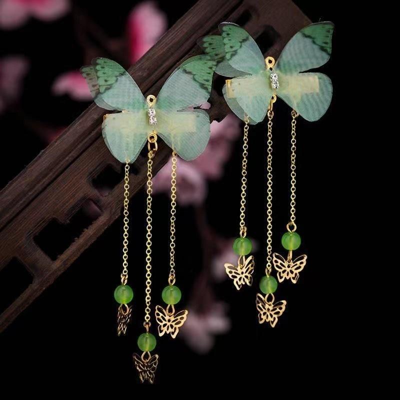 

2PCS Lovely Fashion Vintage Tassel Mesh Butterfly Hair Clips Gilr Hairpins Hair Accessories Barrettes For Kid Headdress