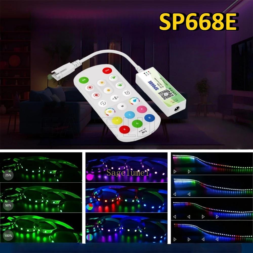 

SP668E WS2811 WS2812B RGB LED Controller APP 2.4G Remote Control RGBIC Music DIY Dynamic Effect RGBIC chip Light Strip DC 5-24V
