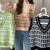 Autumn Fashion Female Vintage Plaid Sweater Vests Women's Tank Tops Knitted Crop Top Women Sleeveless Knitted Vest Waistcoat