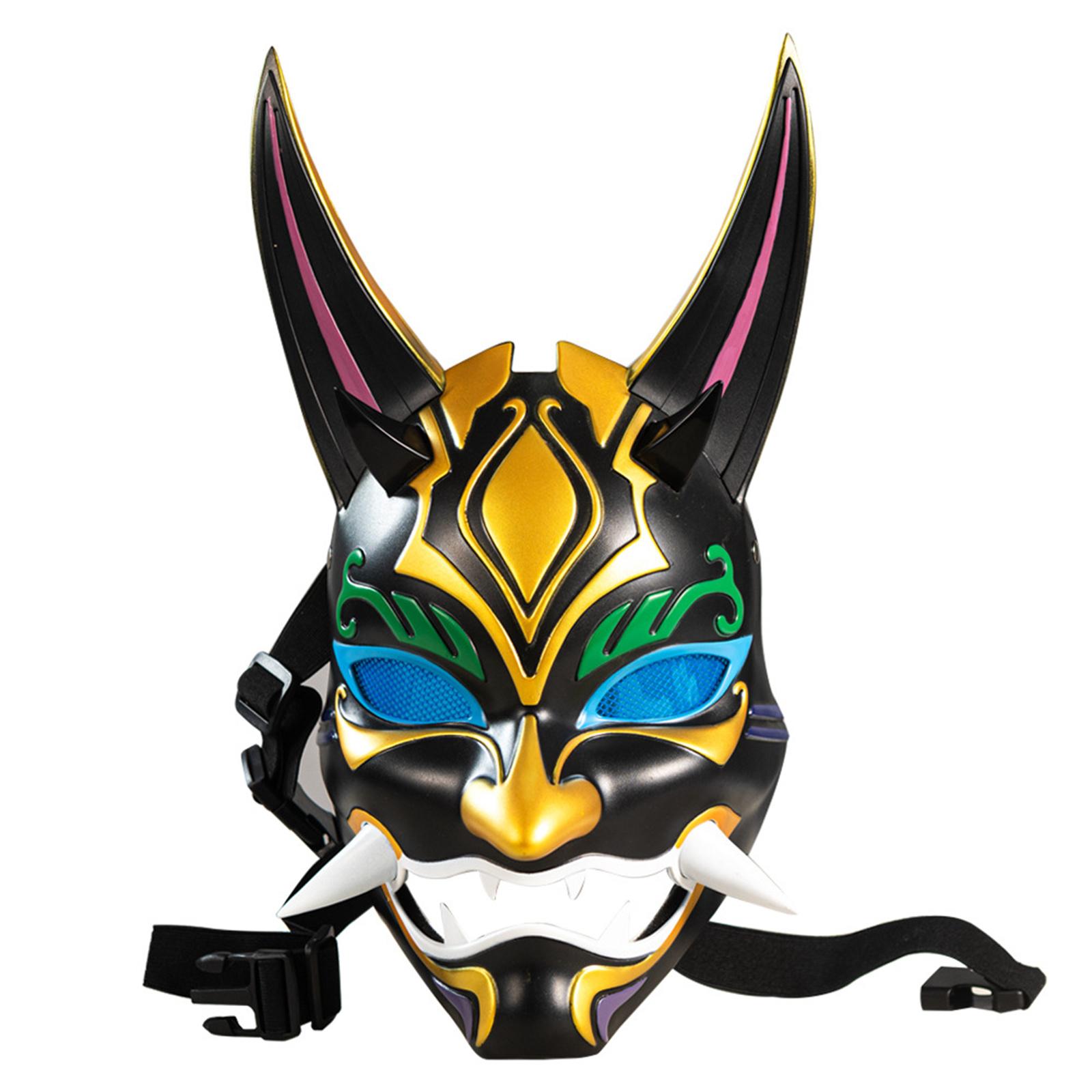 

Genshin Impacts Figure Mask Anime Games Xiao Mask Light Up Full Face Mask Induction Switchs Gloves for Halloween Cosplay A