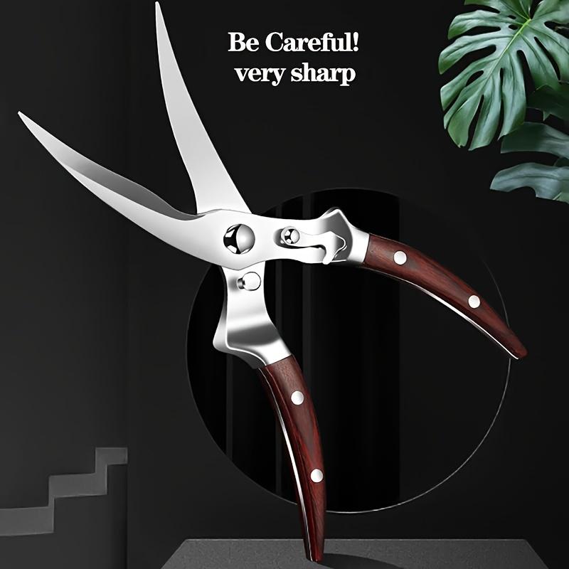 Heavy Duty Stainless Steel Kitchen Scissors Multipurpose Food Poultry Shears with Wooden Handle