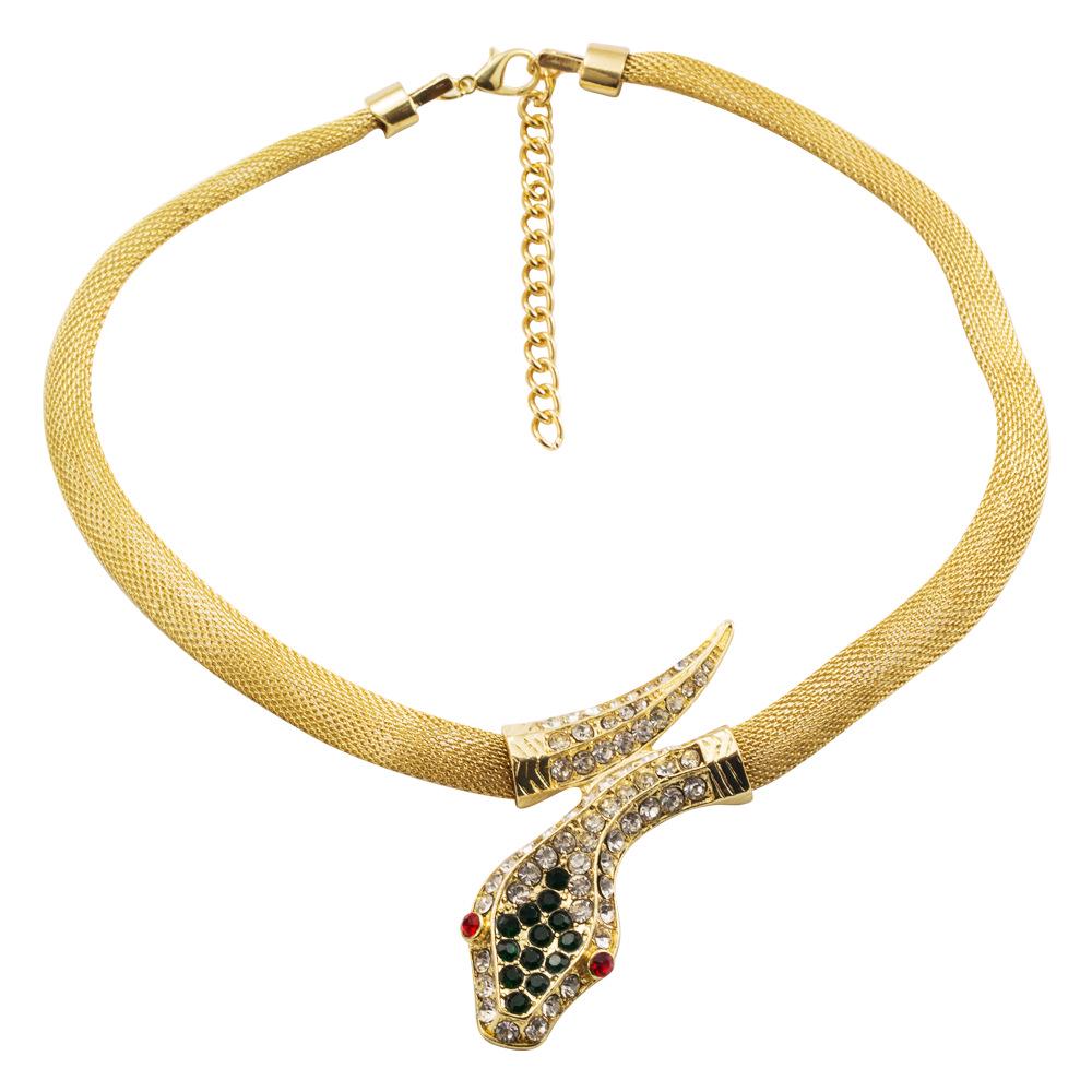

Модное европейское и американское ожерелье-змея, инкрустированное бриллиантами: Панк Хип-Хоп Уличный Стиль для Мужчин и Женщин золотой