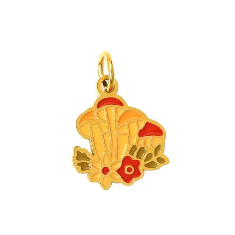 Summer On The New National Tide Does Not Fade Niche Dripping Oil Colored Mushroom Necklace Accessories Diy Design Pendant Female