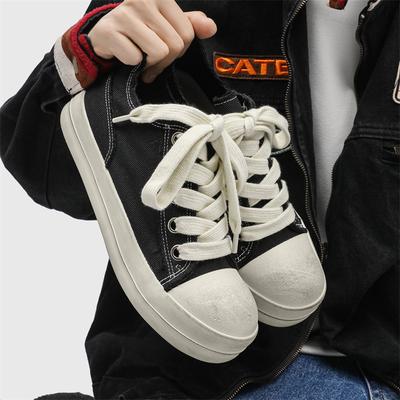 2025New Men Canvas Thick Bottom Sneakers Lace Up Casual Youth Shoes Lightweight Outdoor Comfy Flat Designer Walking Shoe