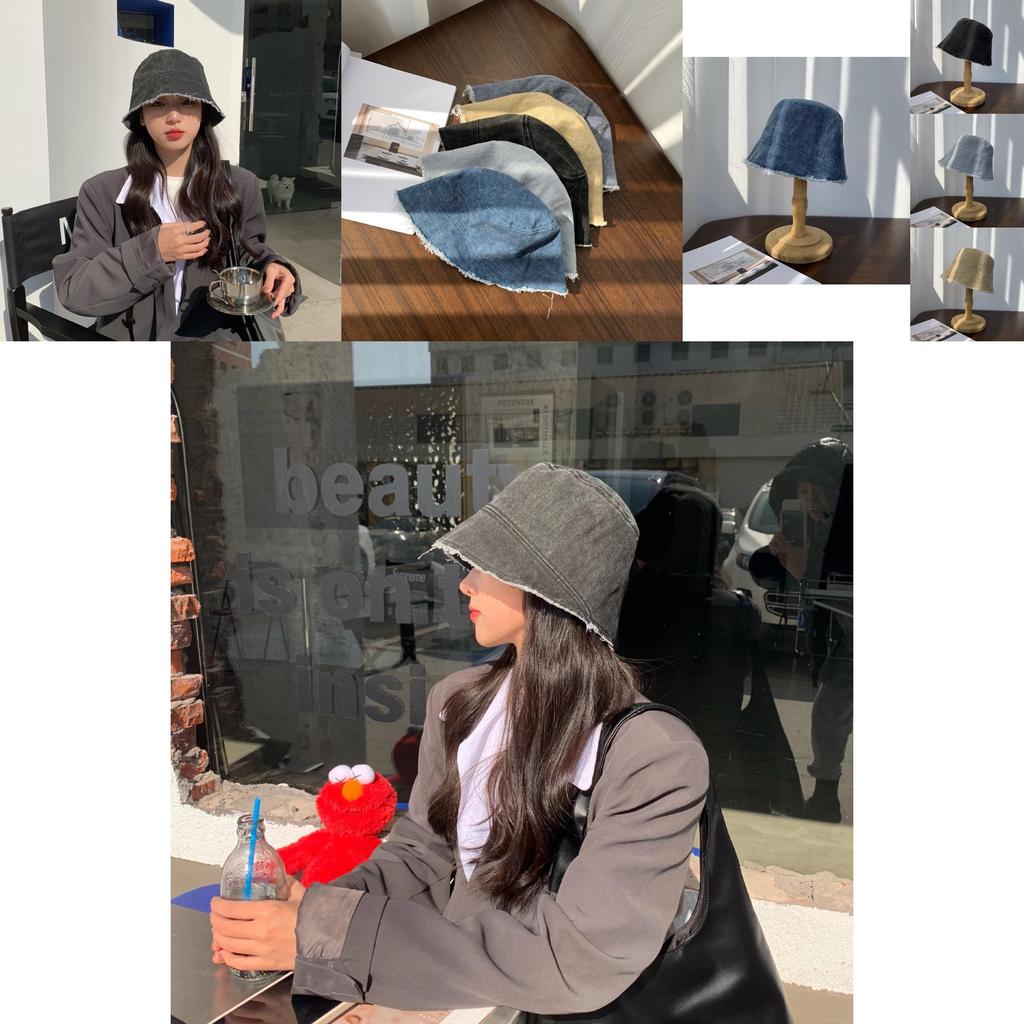 Trendy 2021 Washed Denim Bucket Hat For Women Youthful Style Wide Brim Sun Protection