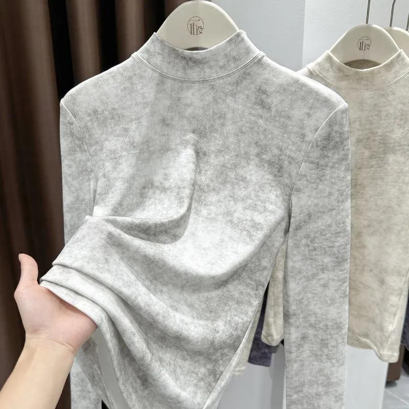 Pullovers Tops Women Autumn Winter Padded Blouse Oversized Half Turtleneck Loose Long Sleeve Shirt Slim Pullover Tops