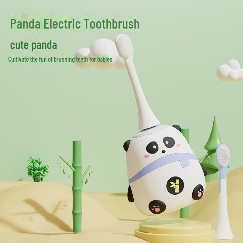 Children's Cartoon Red Panda Electric Toothbrush with Soft Bristles, Ages 3-12.