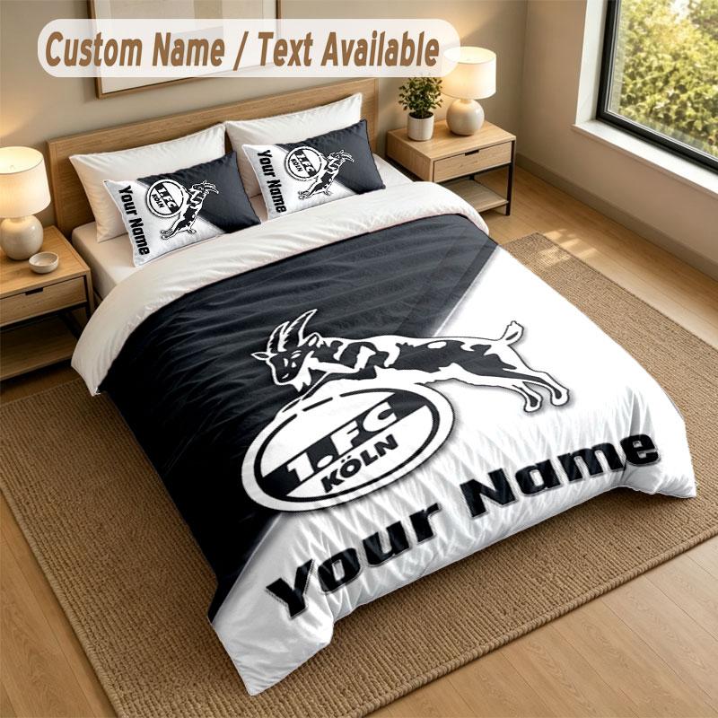 Bedding Set 1 Duvet Cover 2 Pillowcases FC Köln Print Soft Bed Linen Bedroom Decor
