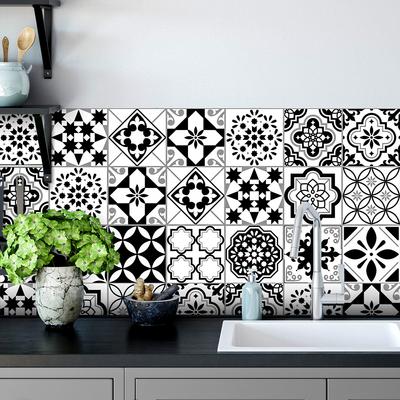 Self-Adhesive Wall Sticker Kitchen And Bathroom Waterproof Wallpaper Kitchen Oil-Proof Sticker Self-Adhesive Mediterranean Style Tile Sticker
