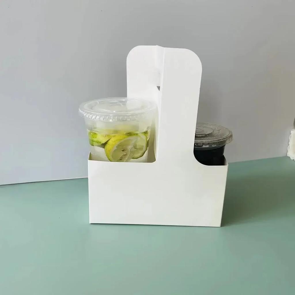 Kraftpapier Einweg-Handbecherhalter 2-Tassen Kaffee- und Saftverpackungsbox Milchtee Getränke zum Mitnehmen Verpackungstablett