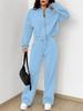 Women's Spring & Autumn Sweater Set: Trendy Zipper Cardigan & Trousers for Casual Fashion.