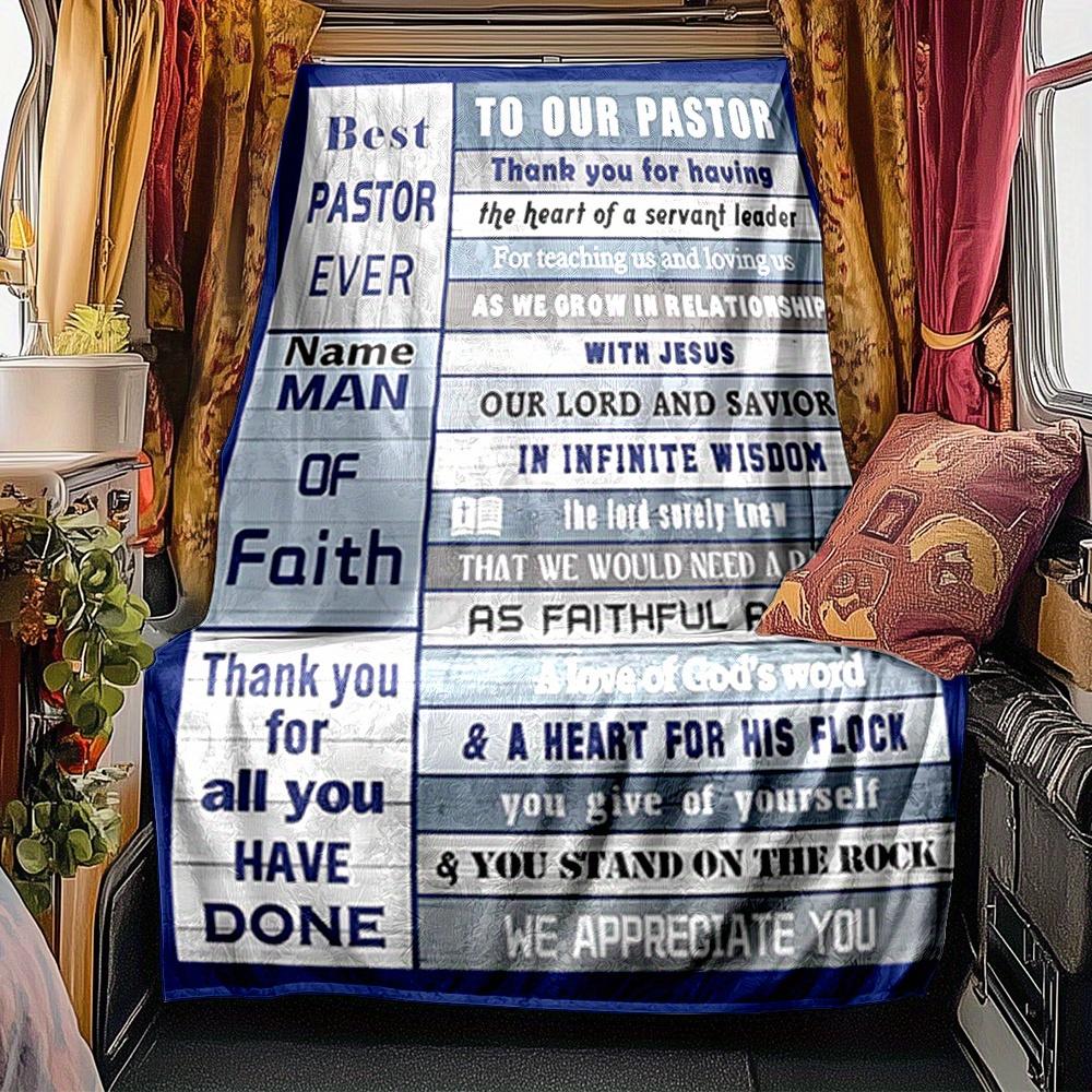 Pastor Appreciation Blanket Personalized Name Soft Comfortable Stylish Blanket Car Blanket Perfect For Travel Camping Outdoor Home Suitable For All