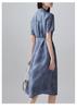 100% Mulberry Silk Printed Lace Up Shirt Dress, 2026 Summer Slimming Mid Length Silk Dress