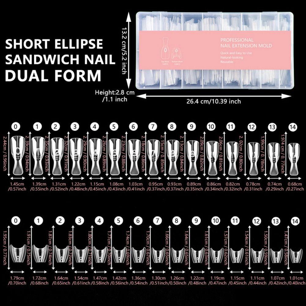 240pcs Oval Shape Sandwich Nail Dual Form No-Trace Nail Tips  for Profional Use in Nail Salons