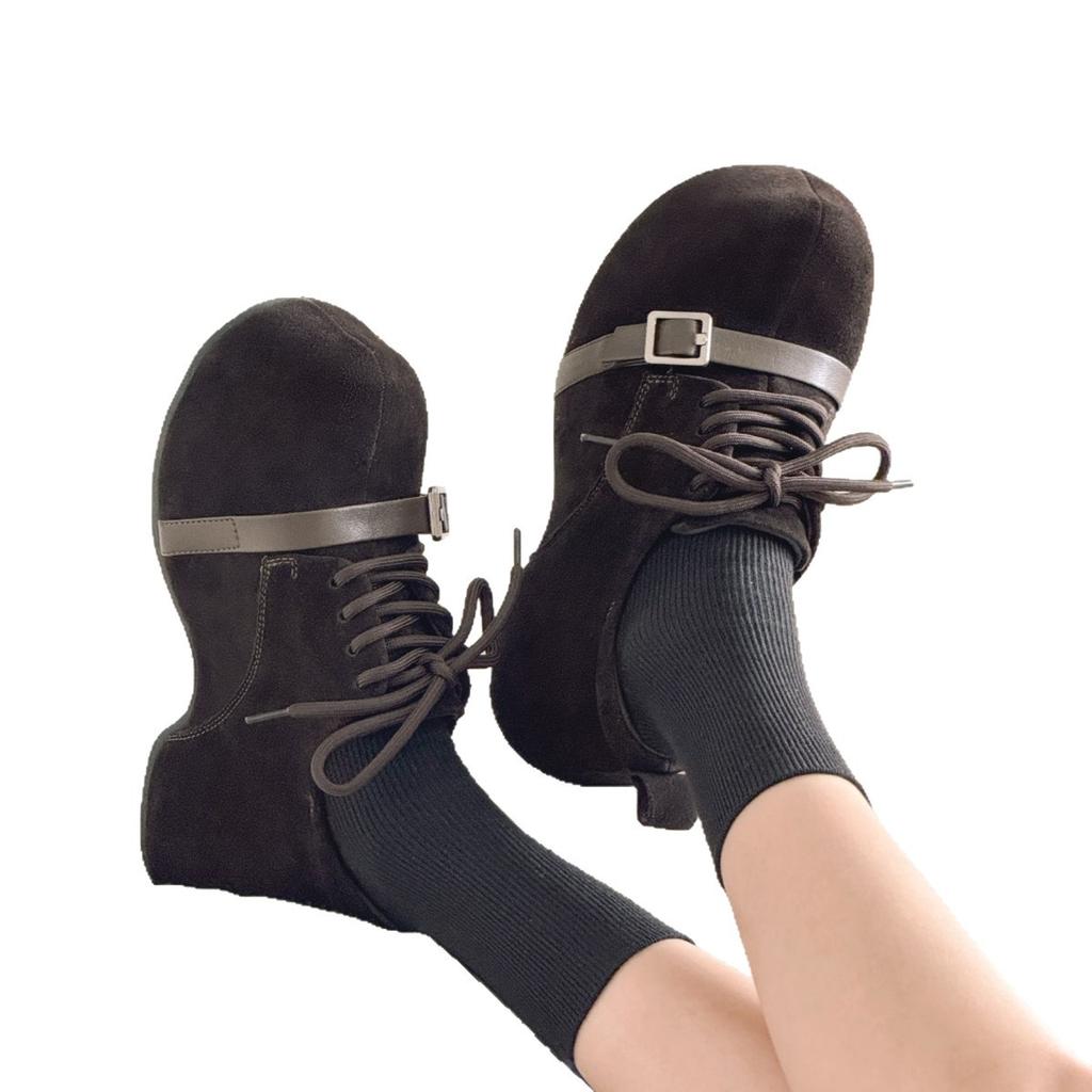 Retro Dicksohlige Schnür-Bacon-Schuhe für Damen im Herbst 2025, Bequeme Absatz erhöhende Loafer Damen Sneaker