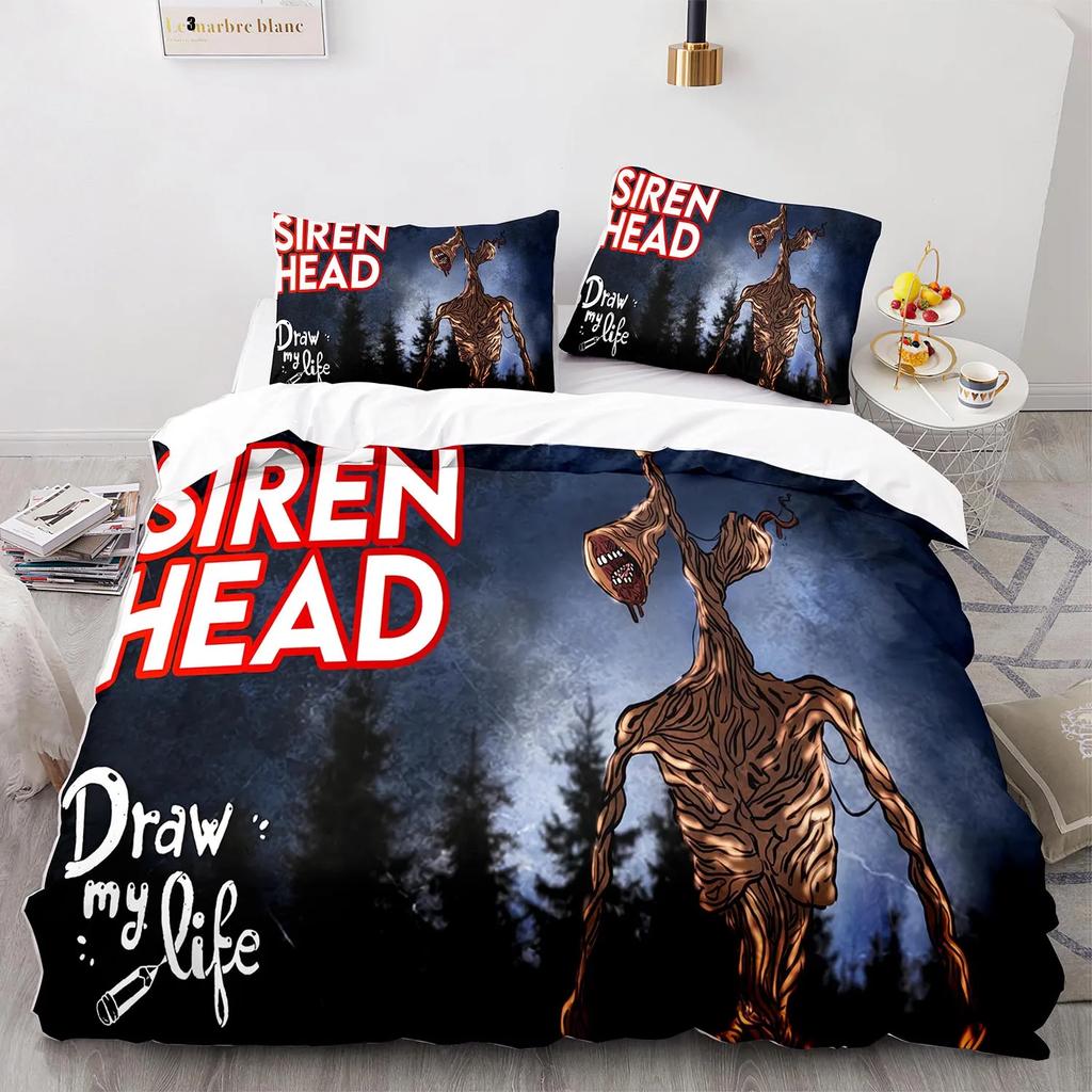 Siren Head Sängkläder Set Enkel Twin Full Queen King Size Siren Head Sängset Aldult Barn Sovrum Påslakan Set 3D Tryck 001