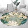 ~O~Artistic Modern Floral Round Rug with Daisy Rose & Nature-Inspired Earth Tones – Home Decor for Living Room Bedroom Office
