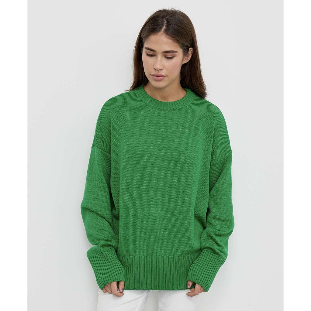 Oversized Autumn Winter Solid Color Round Neck Sweater for Women Basic Knitted Pullover Chic Soft Loose Casual Female Jumper