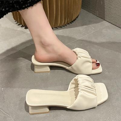 Nuove donne estive pantofole sandali da donna morbidi e confortevoli pieghe sexy sandali con tacco alto spesso sandali con tacco alto alla moda
