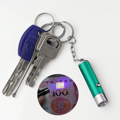 Yousheng UV Flashlight Keychain Mini Battery Operated Portable Multifunctional Anti-fake Money Detection Metal Black Lamp Torch Key Ring Backpack