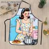 1pc 2D Flat Print Poly- Household Kitchen Apron, Vintage Pop Art Women Cooking Print, Durable and Comfortable Sleeveless Unisex
