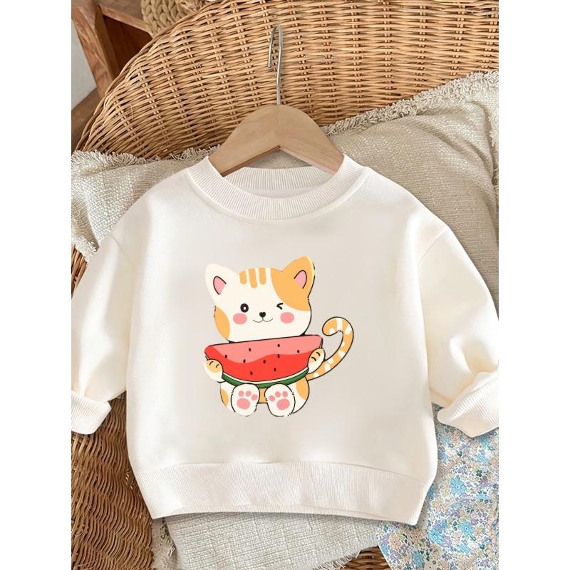 European sizes A Brightly Colored Print Pattern, a Comfortable And Skin-Friendly Round-Neck Sweatshirt for Kids, Perfect for Everyday Wear