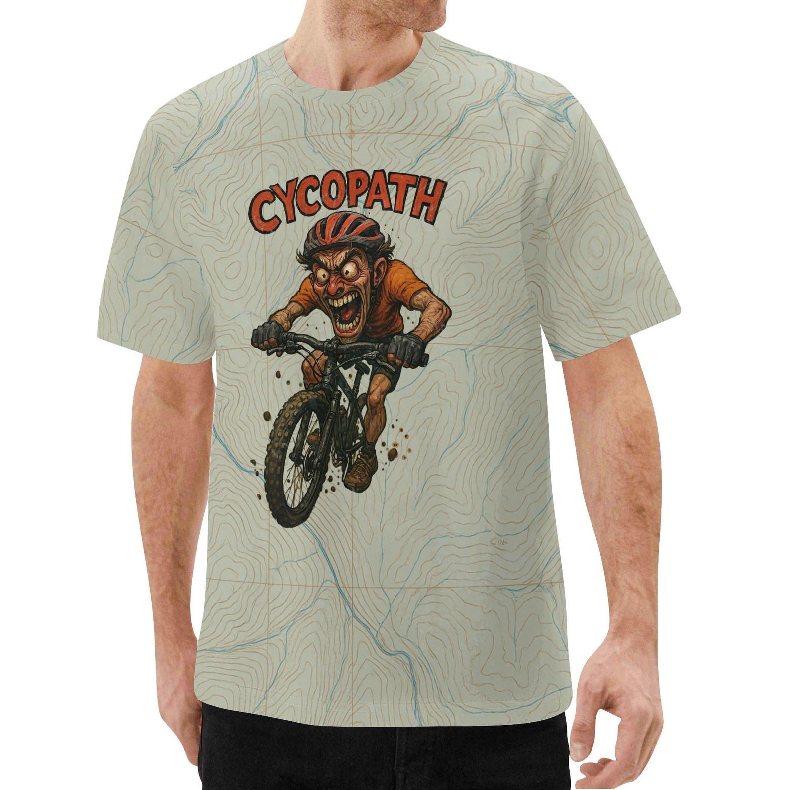 Cycopath MTB T-Shirt: Funny Topo Map Bike Rider Gift 2XL