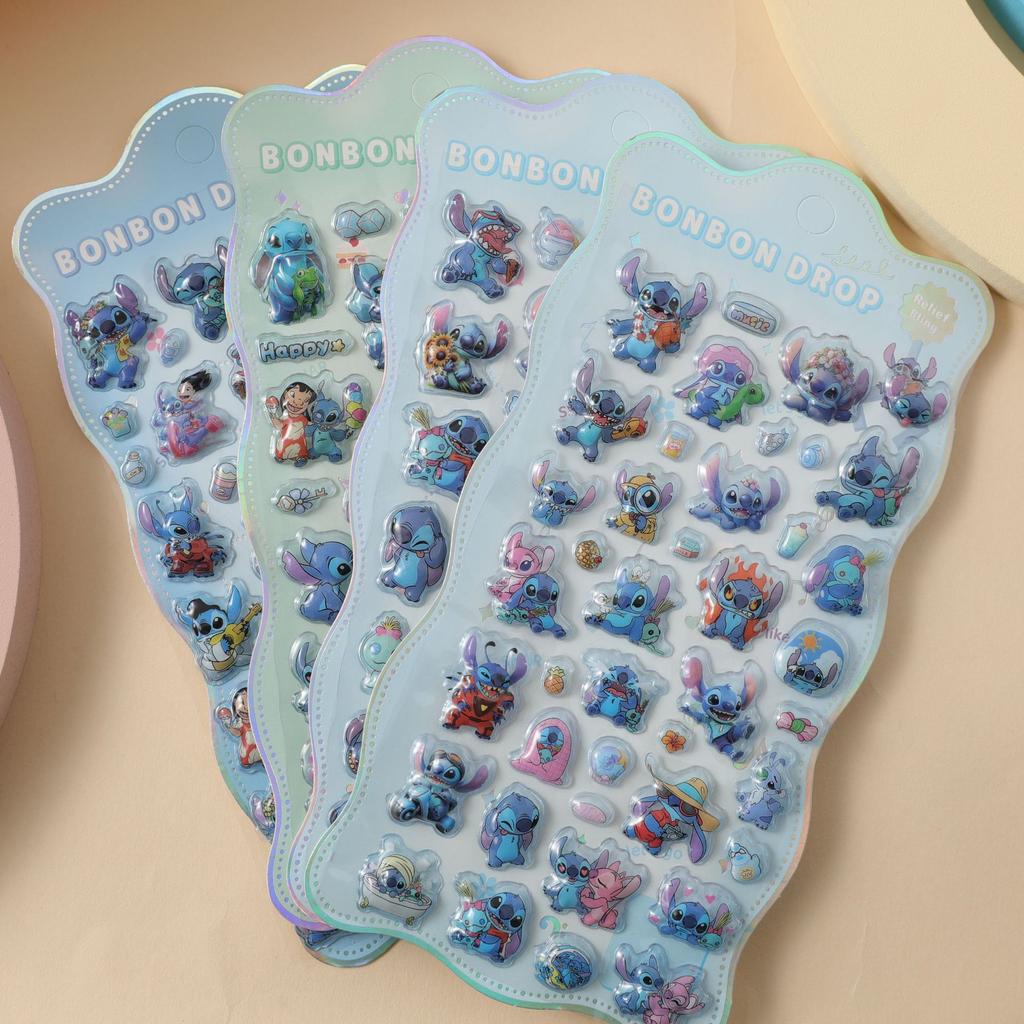 10pcs Wholesale Hot Cartoon Capybara Crayon Shin-Chan 3d Relief Rainbow Sticker Sticker Elf Sky Group Cartoon Rabbit Sticker